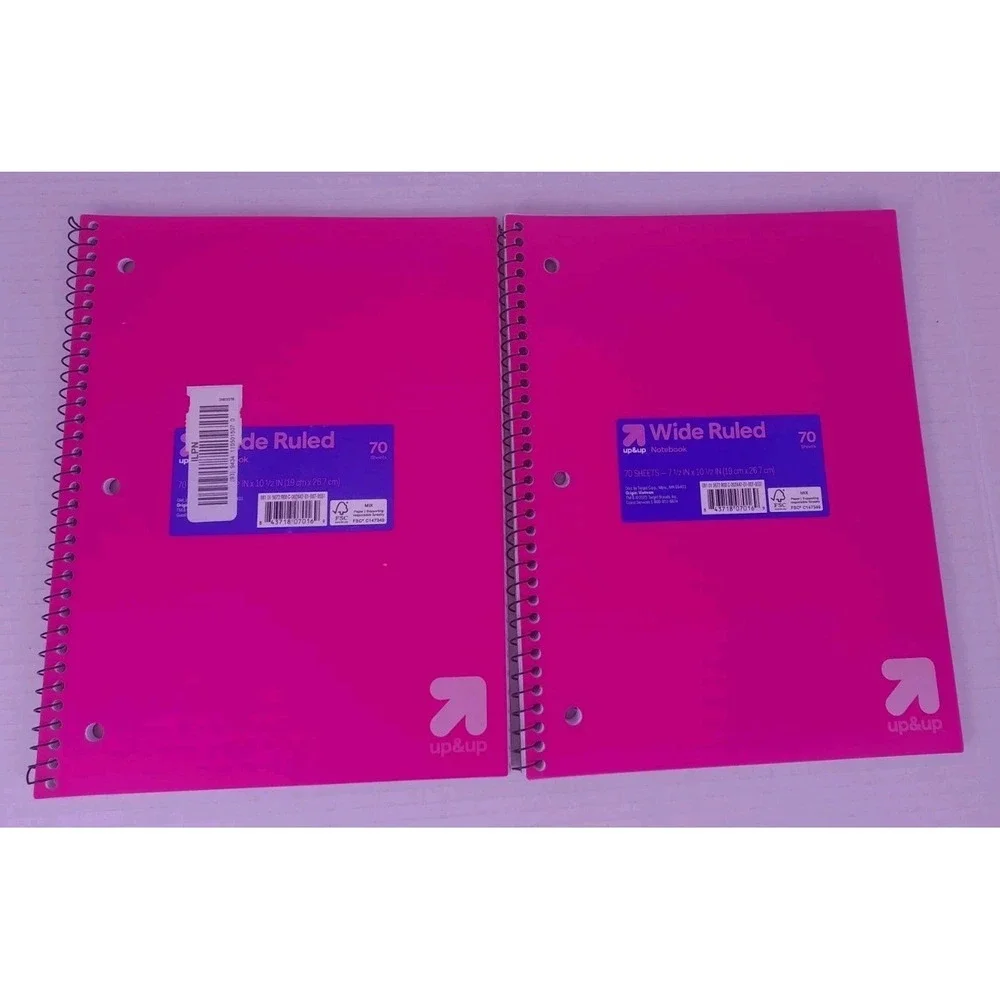 Set Of 6 Up & Up Wide Ruled Notebooks, 70 Sheets, Hot Pink, Black, Blue